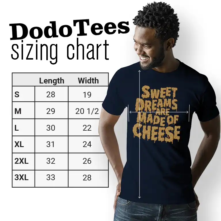 music themed shirt sizing chart