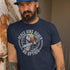 bearded man leaning against wall wearing nerd t shirt with peace was never an option graphic