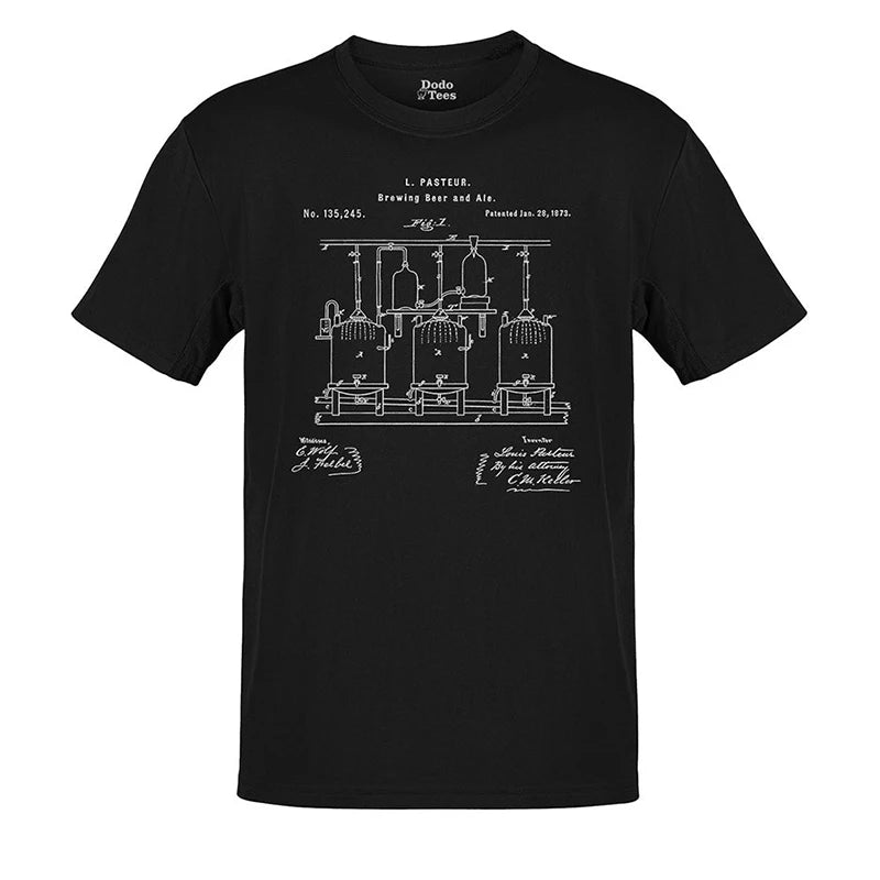 nerd t shirts with beer patent drawing in black