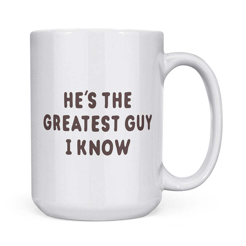 back view of novelty gifts ranger joe show mug with the quote, "he's the greatest guy I know"