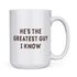 back view of novelty gifts ranger joe show mug with the quote, "he's the greatest guy I know"