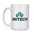 dodo tees novelty mugs with initech logo printed on the front. 15 ounces, dishwasher and microwave safe. 