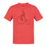 detail view of cycologist t shirt with penny farthing vintage illustration in heather red by dodo tees