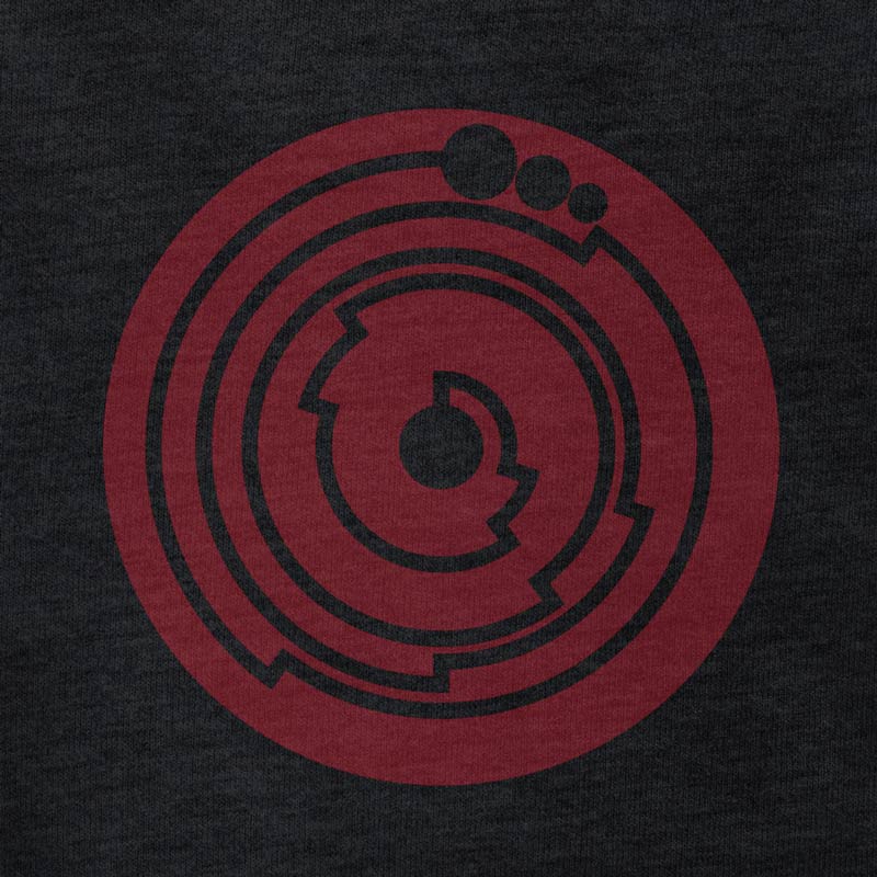 detail view of the pi math shirt on heather charcoal by dodo tees