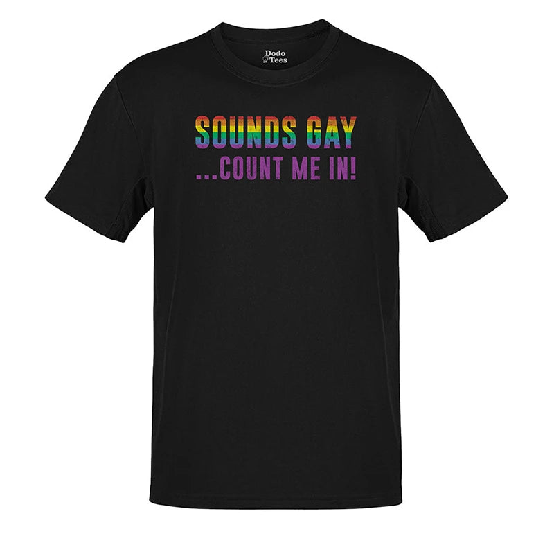 pride t shirt with sounds gay count me in text