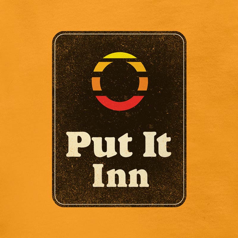 adult humor shirts with put it inn parody logo in gold by dodo tees