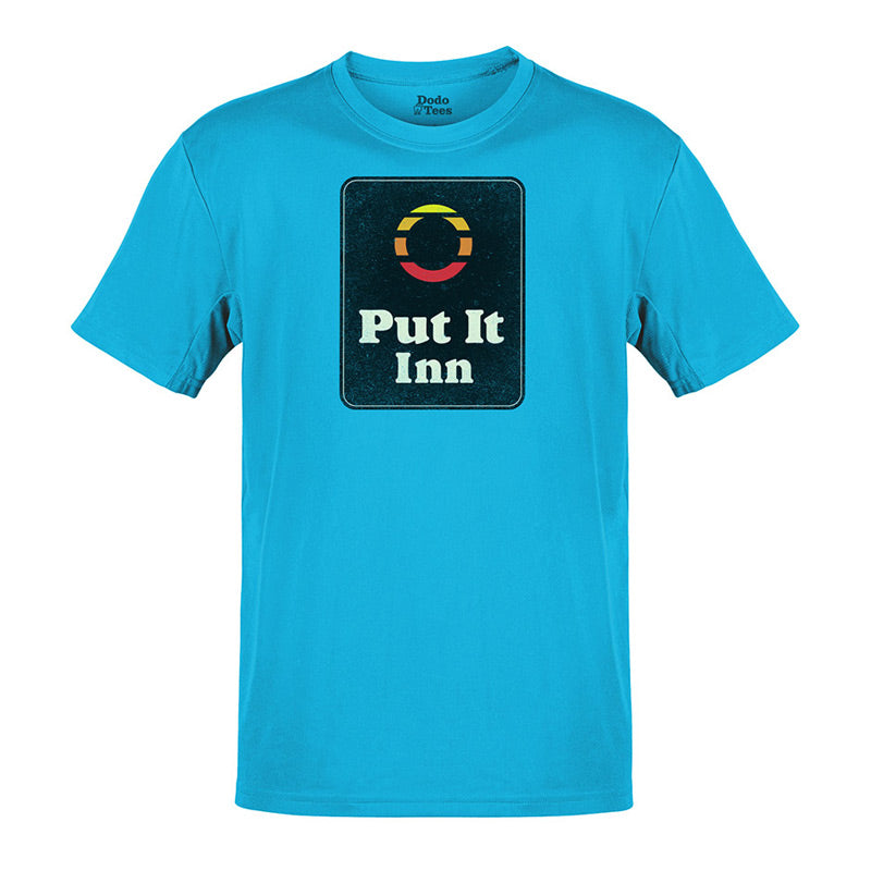 offensive tees with put it inn funny logo in teal