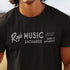 Close-up of Dodo Tees retro music shirts with the Ray's Music Exchange logo. The Classic Movies T Shirts are distressed for a vintage look.