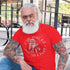 man wearing angry santa claus tshirt