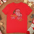 full view of santa shirt with just here for the hos design