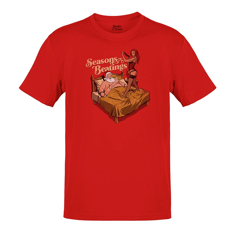 santa shirts with seasons beatings funny illustration in red by dodo tees