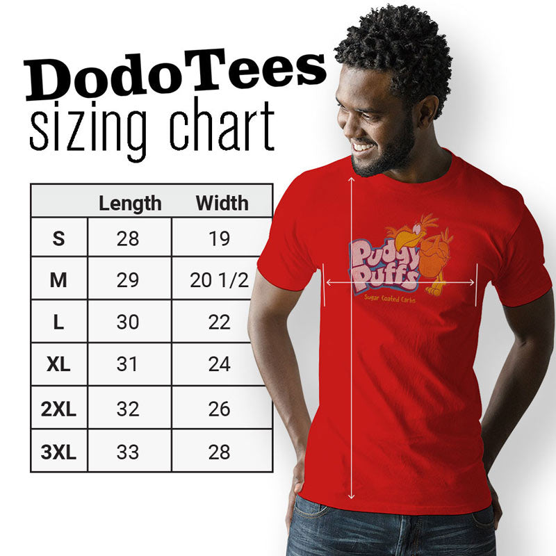 sarcastic shirts sizing chart available in sizes small to 3XL