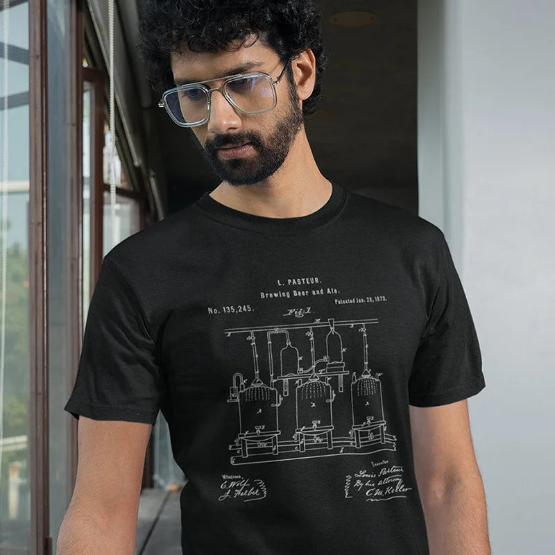 student wearing science teacher gifts t shirt with beer patent drawing 