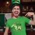 happy man in bar wearing st patricks day shirt with the most magical time of the year illustration