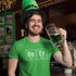 man dressed up in st patricks day t shirt with beer elements sign and hat by dodo tees