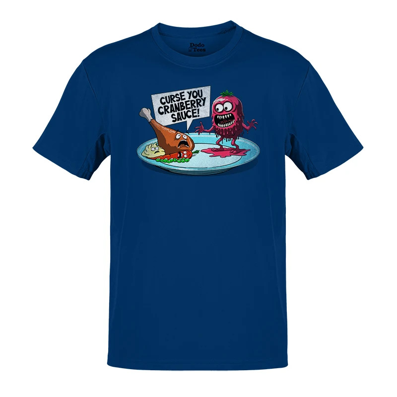 thanksgiving tees with funny cranberry sauce comic in blue