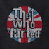 detail view of dad t shirt with the who farted parody logo by dodo tees