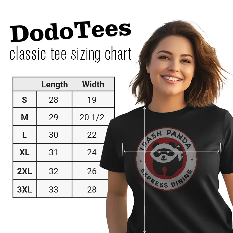 trash panda express sizing chart for the Classic Tee