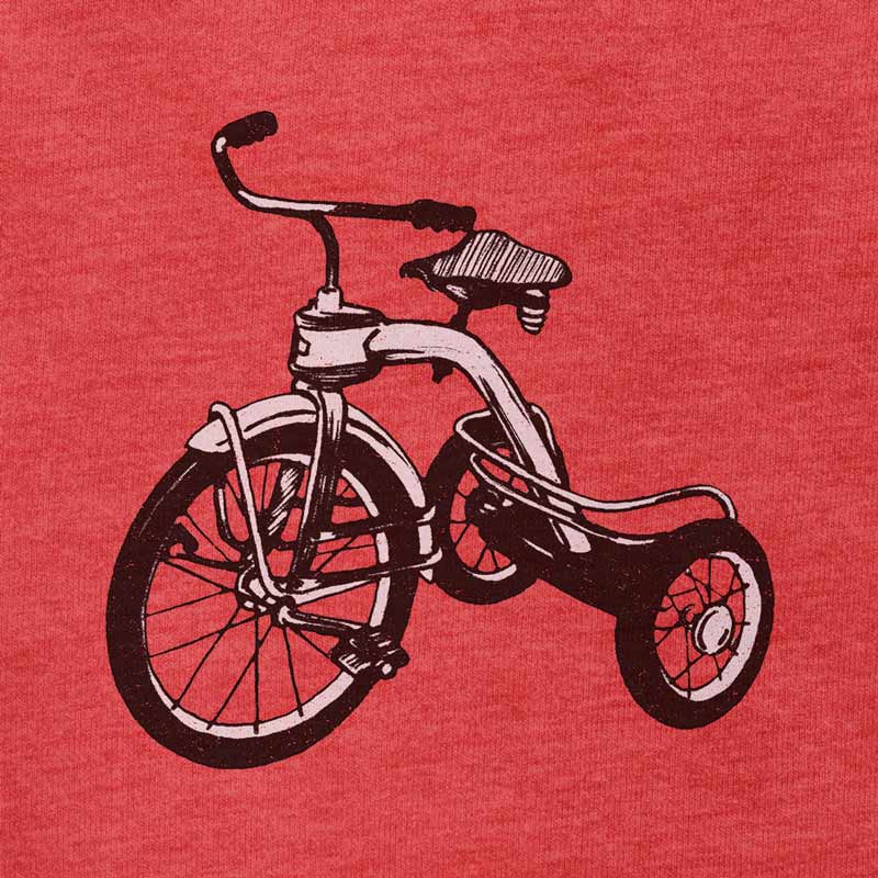 detail view of retro t shirt with tricycle by dodo tees
