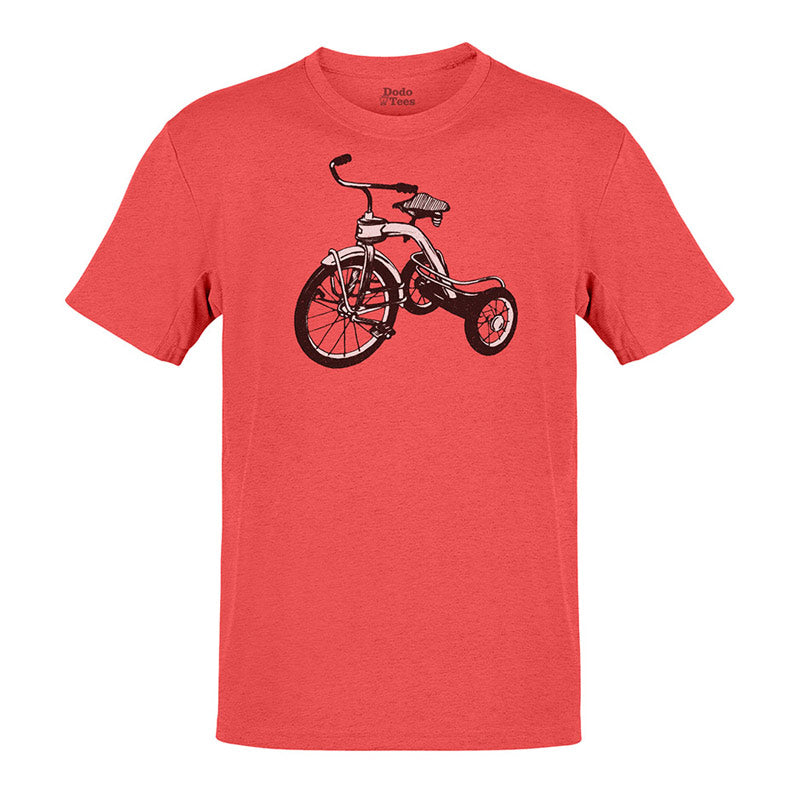 retro t shirt with tricycle illustration in heather red by dodo tees