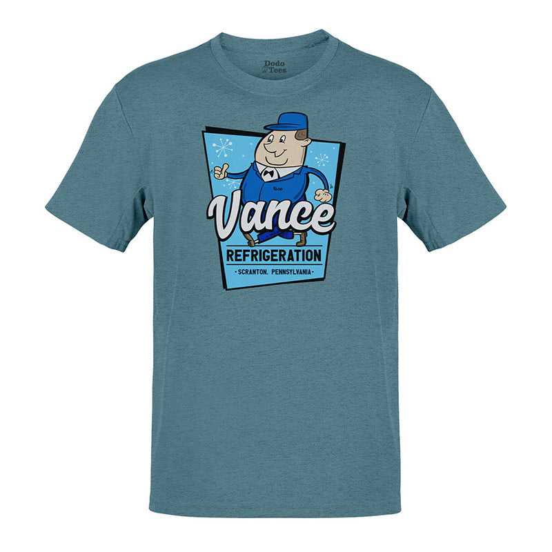 white elephant gifts vance refrigeration t shirt in heather slate by dodo tees