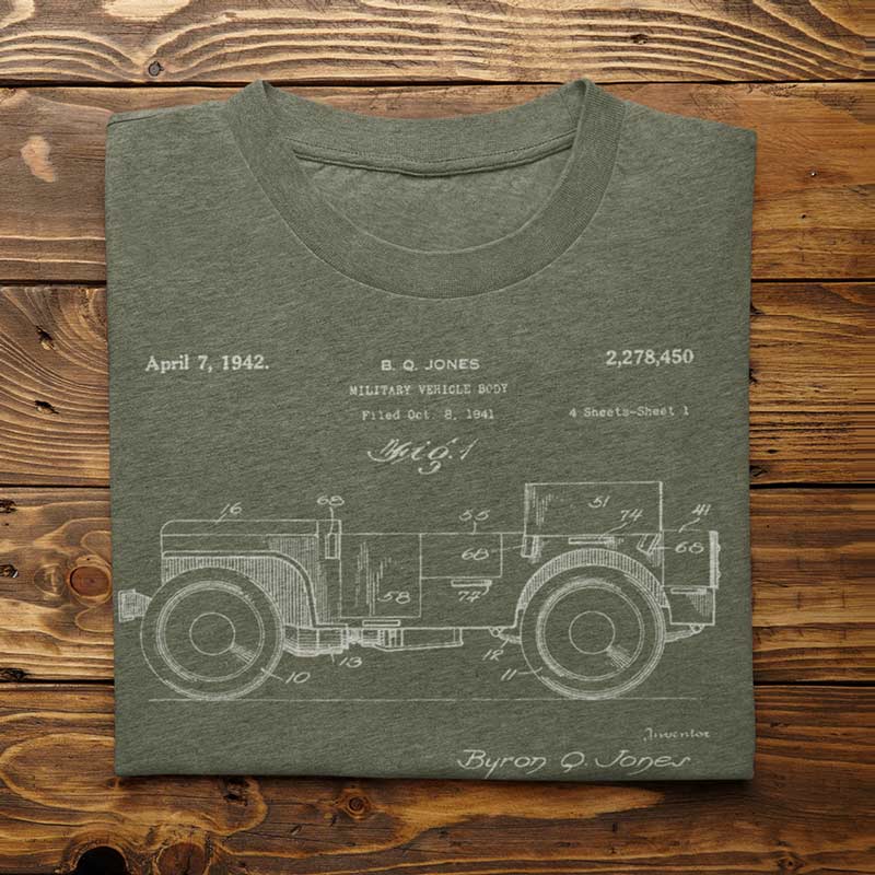 detail view of gifts for history buffs willys tee 