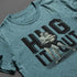 close up of wrestling tee with hug it out typography and vintage wrestling illustration 