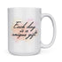 yoga gifts practice gratitude mug back side with watercolor design and each day is a unique gift text