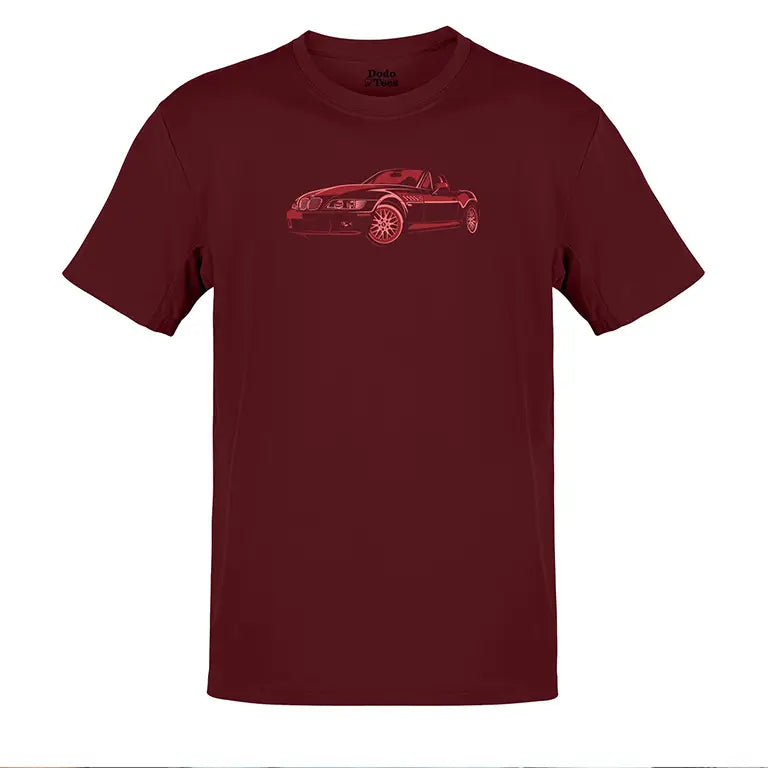 auto tshirt with a maroon Z3 roadster