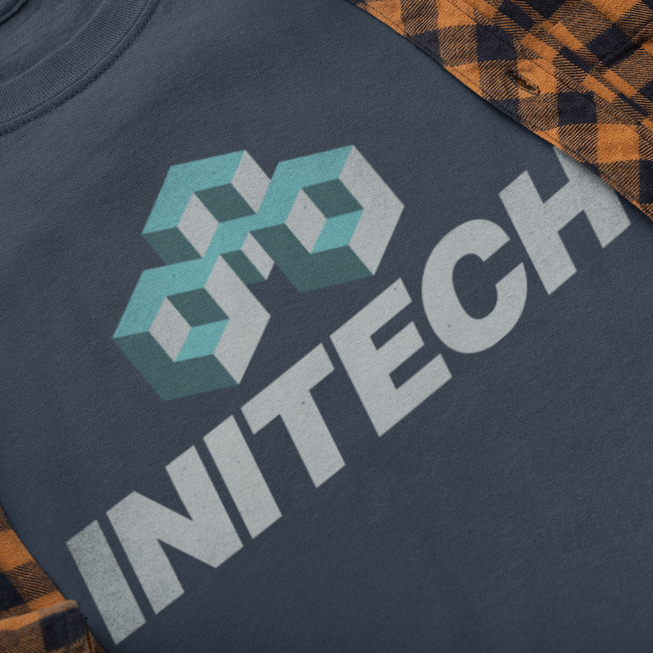 close up of coder t shirt with initech logo