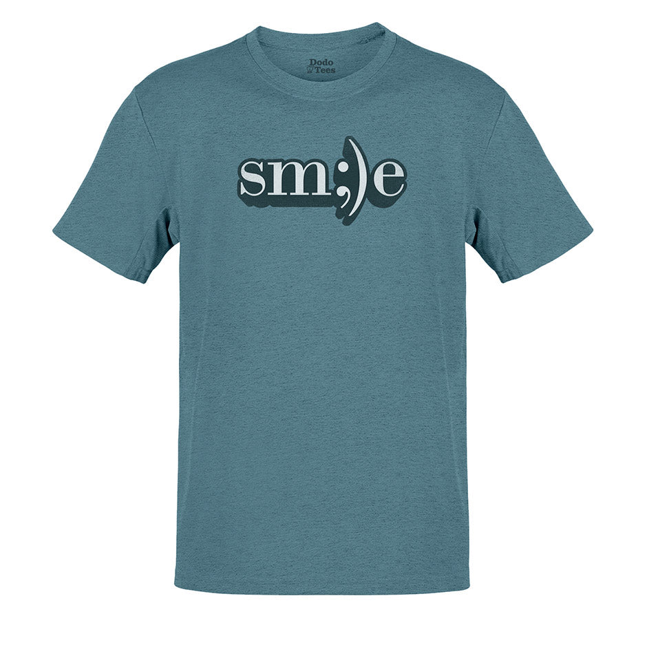 cute graphic tees with smile text in classic fit heather slate by dodo tees