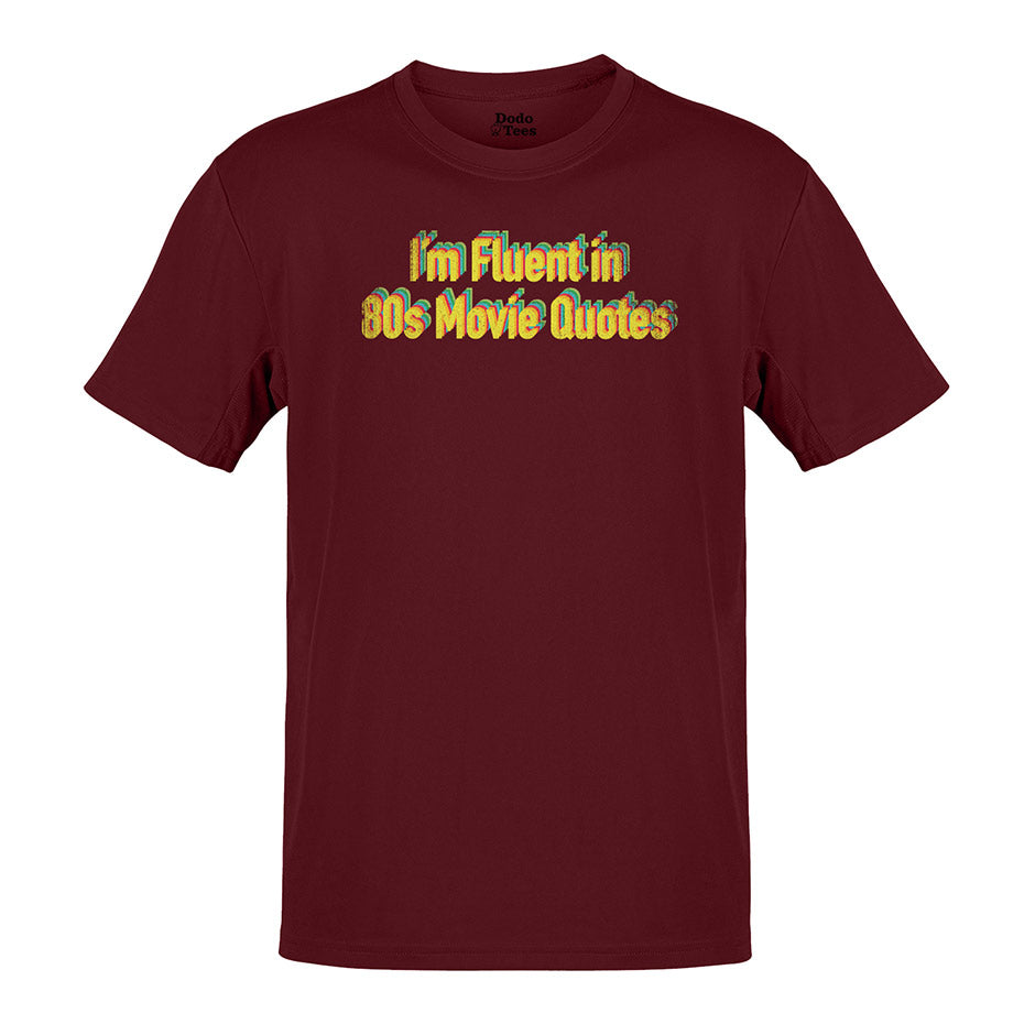 80s t shirt fluent in 80s movie quotes in cardinal by dodo tees